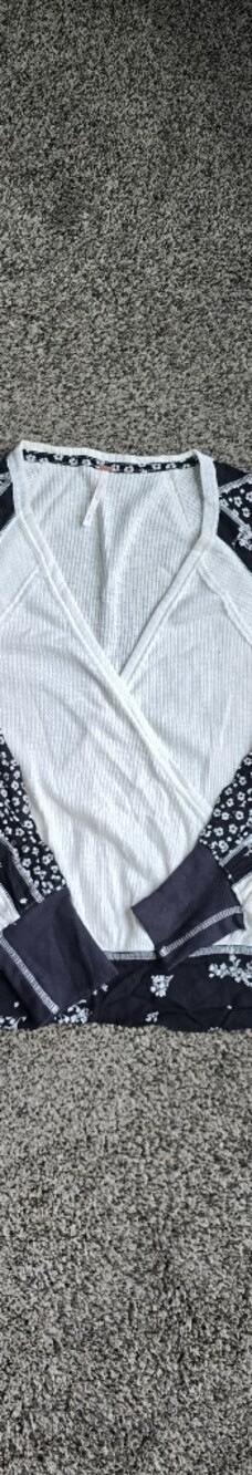 NWOT- Free People Auxton Black And White Wrap Top